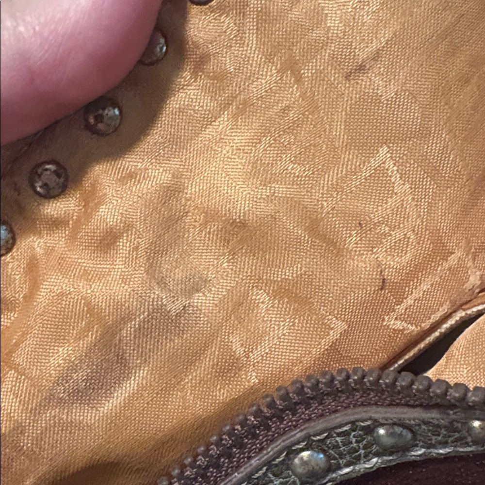 Brown Sparkle Suede Handbag with Gold Accents Charm Keychain Kathy Van Zeeland - Picture 16 of 16